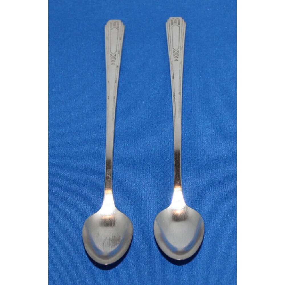 2 VTG Oneida Community Tudor Plate iced tea spoons Friendship Medality no mono